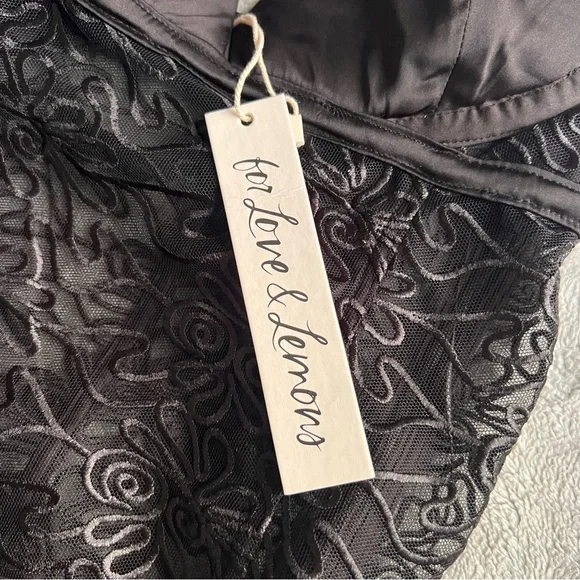 NWT For Love & Lemons Rosanna Soutache Floral Embroidered Sheer Mini Dress Black - Picture 5 of 13